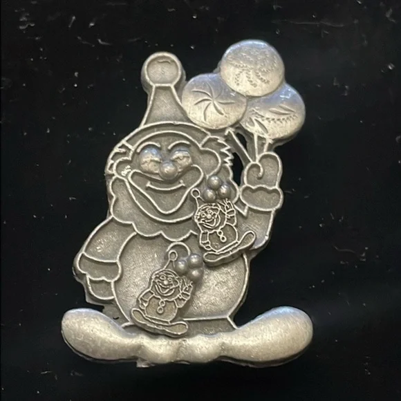 VTG Torino Pewter Clown Pierced Earrings Pendant Brooch set 70's - Picture 1 of 4